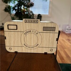 Vintage handmade camera wooden bag